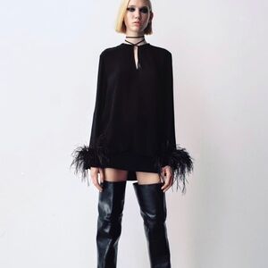 Zara top with feathers sleeve